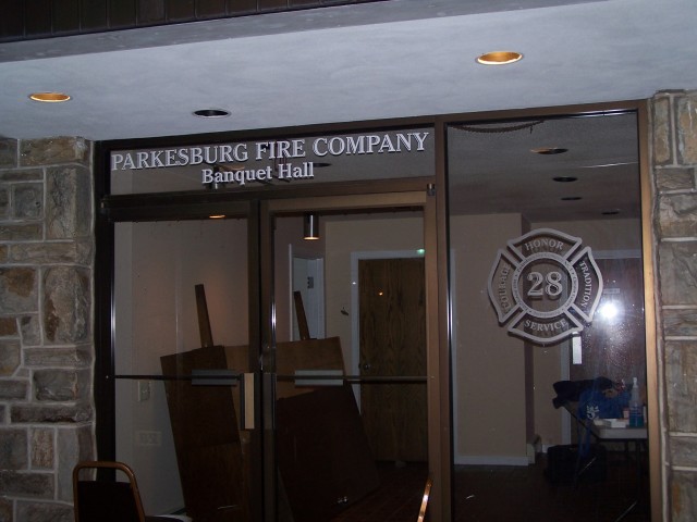 The entrance to the banquet hall get s a face lift since being given back to the fire comapny. 